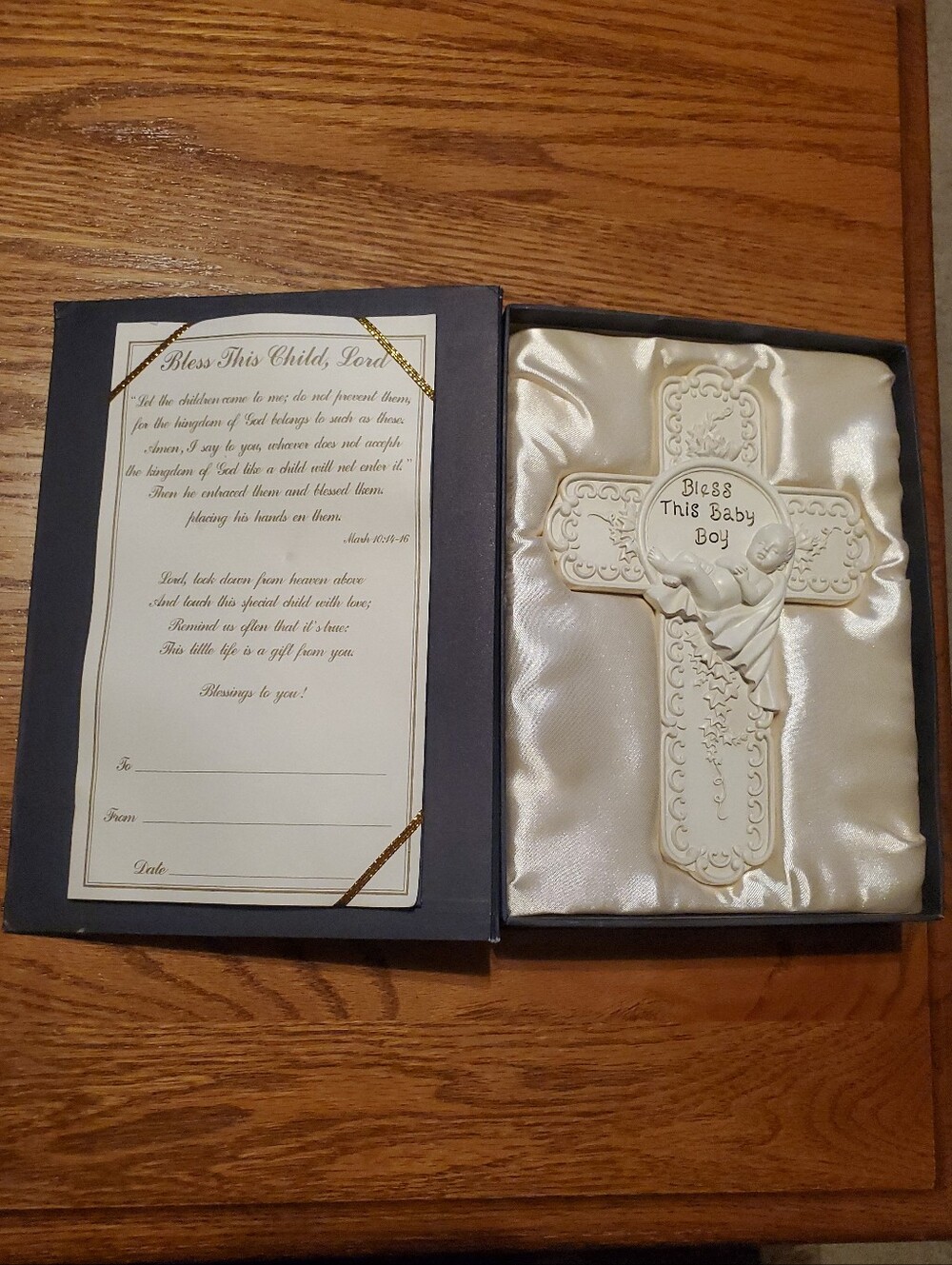 Tomaso Bless This Baby Boy 7 1/2" Resin Nursery Decor Wall Baptism Cross Gift